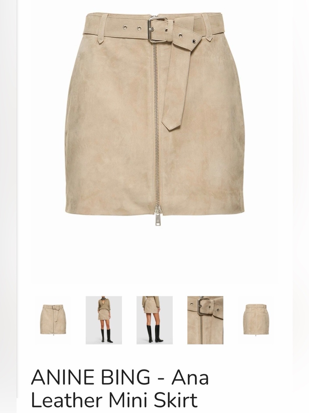 Anine Bing Suede Mini Skirt in Light Taupe
